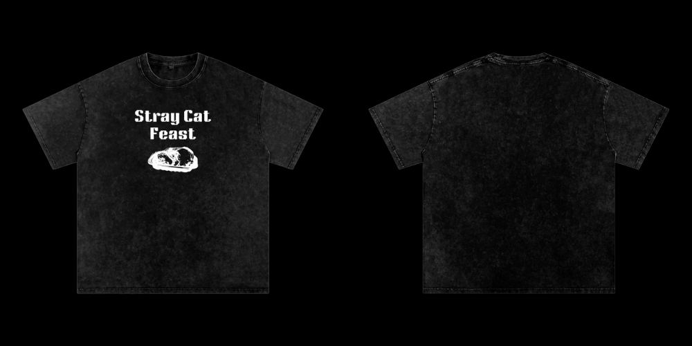 Stray Cat Feast Logo Vintage Oversized T-Shirt