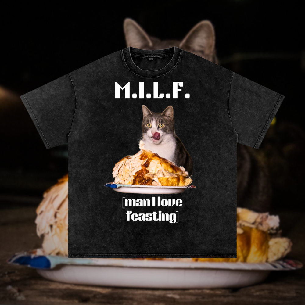 Man I Love Feasting, Baby Gray Vintage Graphic Tee