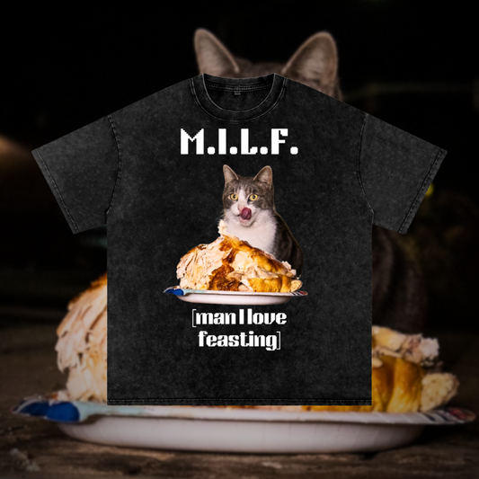 Man I Love Feasting, Baby Gray Vintage Graphic Tee